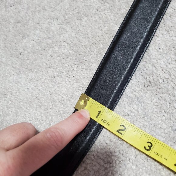 ALLEN EDMONDS & GEOFFREY BEENE Calfskin Leather Belt Black Brown Silver Men's 38 - Picture 8 of 9